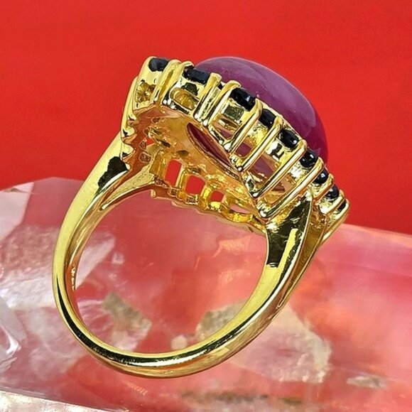 925 Sterling Silver Ring Sz 6.75 with Natural Ruby 1.6x1.3cm & Sapphire Gems - Picture 12 of 14